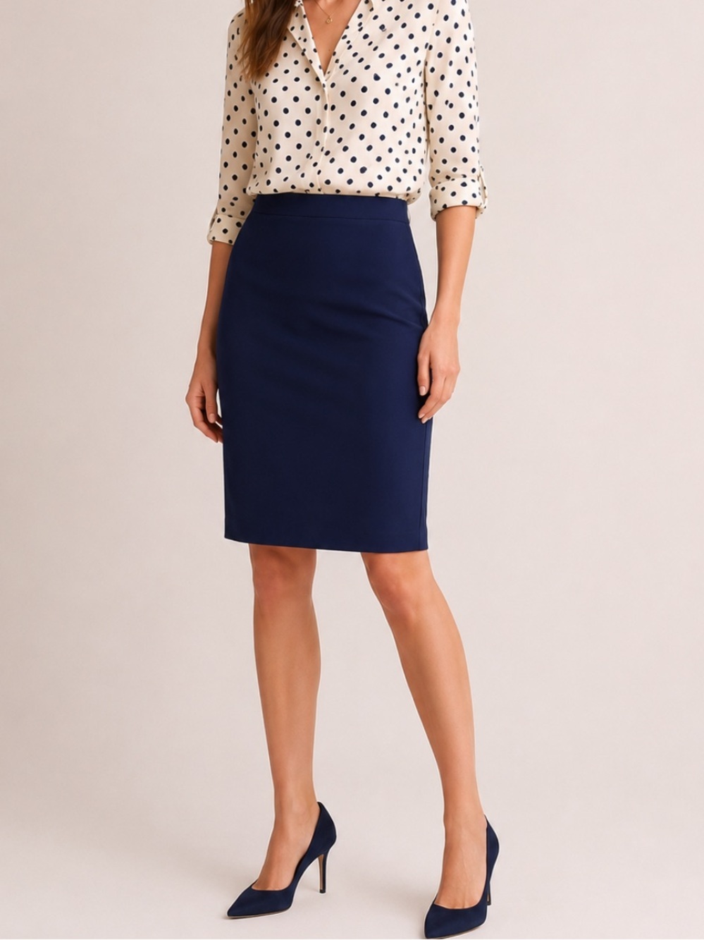 Boden Navy Neutral Office Lined High Rise Pencil Closet Staple Classic Skirt